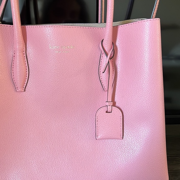 Kate Spade pink leather tote with zipper pocket inside, barely used - Picture 2 of 5